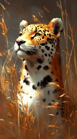 Leopard in the Sunlit Grasslands
