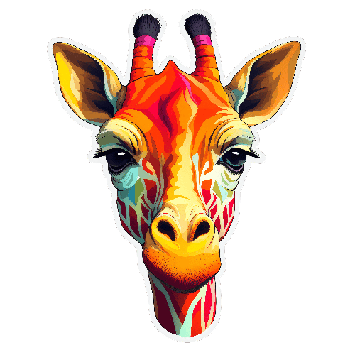 POD Design Friendly Cartoon Giraffe Face for T-Shirt Printing