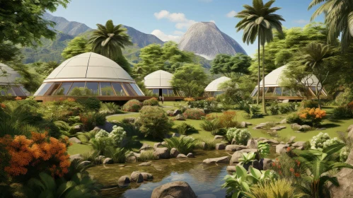 Luxurious Geodesic Tiki Camp Amidst Mountainous Tropical Landscape