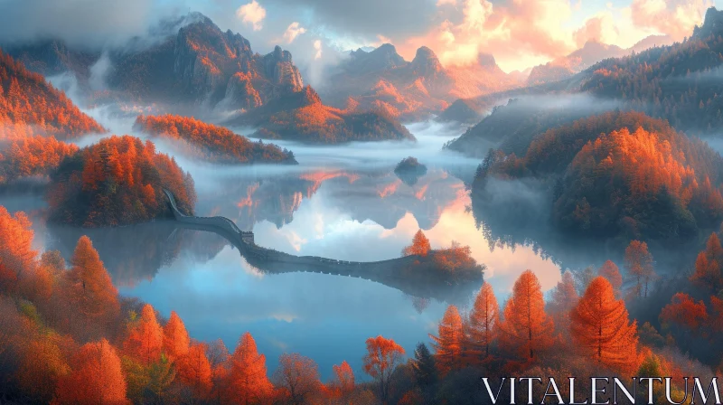 Mystical Lake Scene: Captivating Beauty of Nature AI Image
