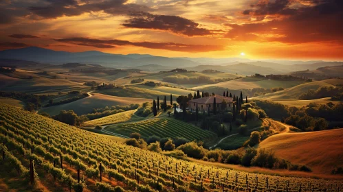 Tuscan Sunset: A Romantic Landscape of Italy's Countryside