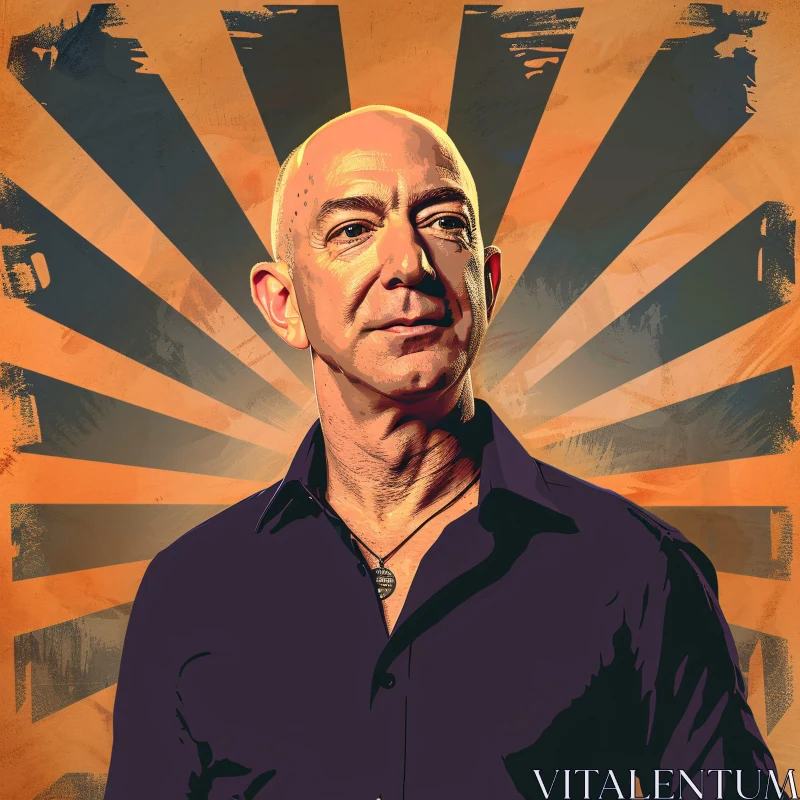 AI ART Digital Art of Jeff Bezos with Radiating Pattern