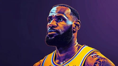 Intense Portrait of LeBron James in Yellow Jersey