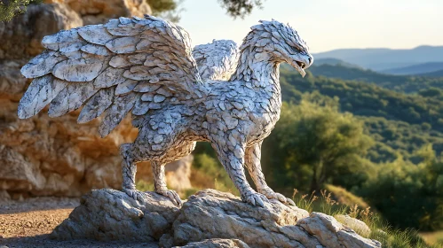 Ancient Stone Gryphon Sculpture