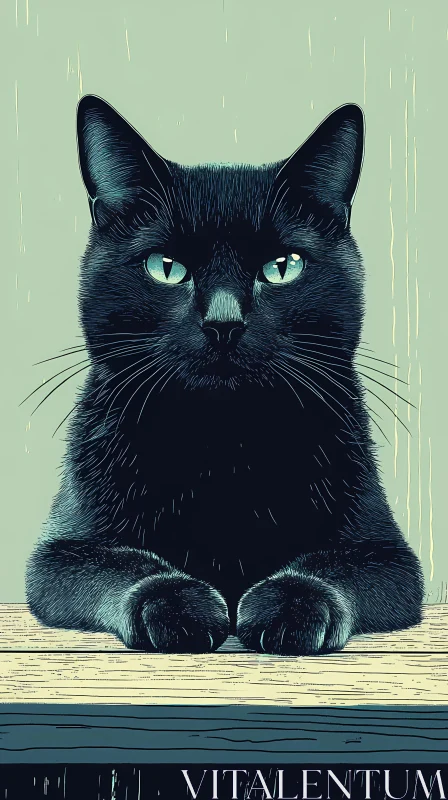 Black Cat Portrait Art AI Image