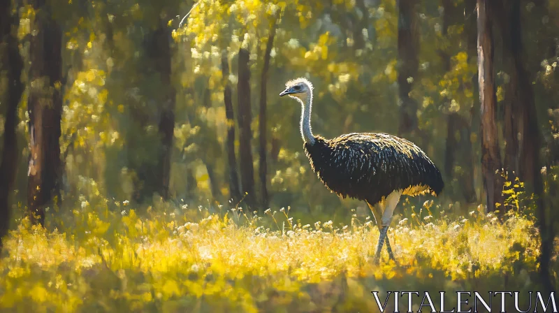 Ostrich in Golden Light AI Image