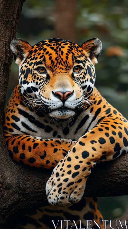 Jaguar Resting on Tree AI Image