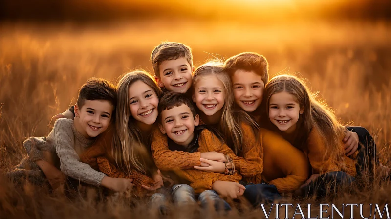 AI ART Kids Friendship Portrait in Warm Light