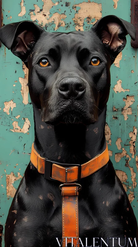 AI ART Striking Dog Against Teal Backdrop