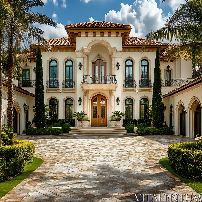 Opulent Mediterranean Villa Exterior AI Image