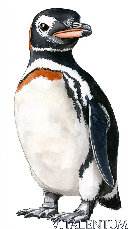 Penguin Art in Watercolor AI Image