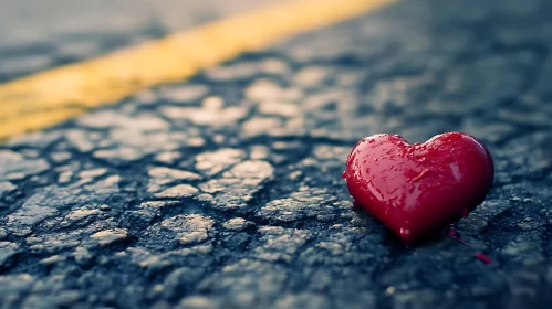 Red Heart on Cracked Pavement