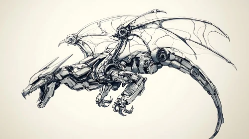 Robotic Dragon Detailed Illustration