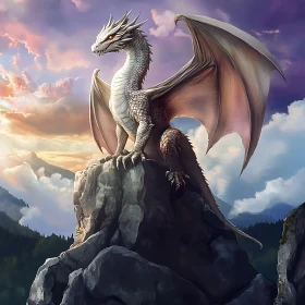 Fantasy Dragon on Mountain Peak