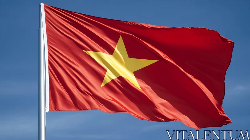 Waving Vietnam Flag with Gold Star AI Image