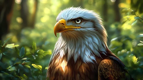 Eagle Amongst Sunlit Foliage