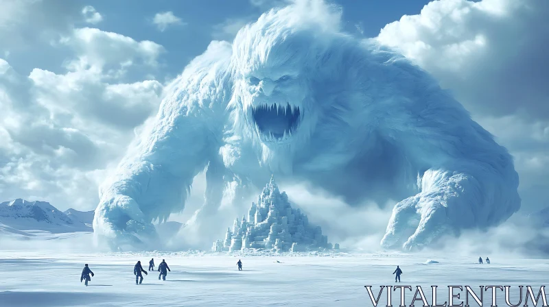 Frozen Giant and Ice Castle AI Image