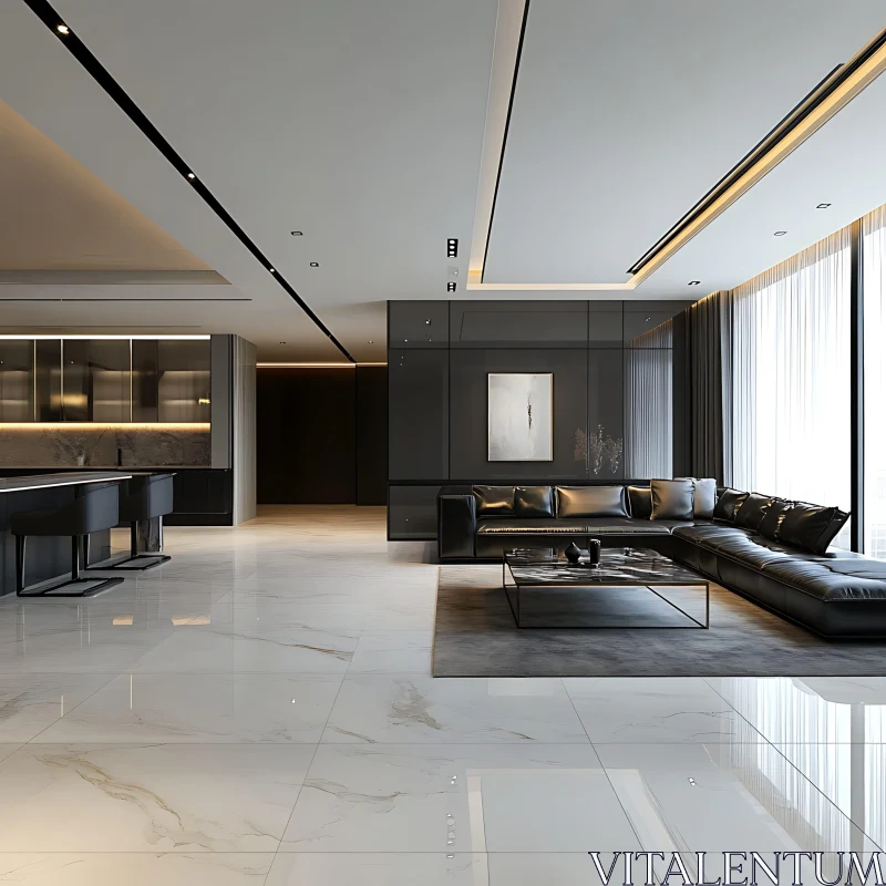 AI ART Minimalist Luxury Living Room