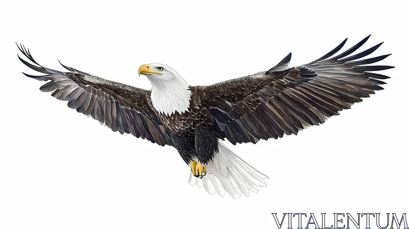 Soaring Bald Eagle Illustration AI Image