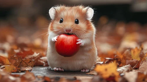 Charming Hamster in Fall Leaves