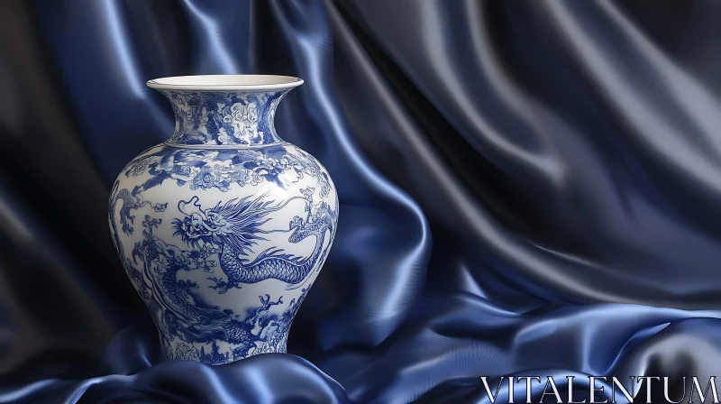 Porcelain Vase with Dragon Design AI Image