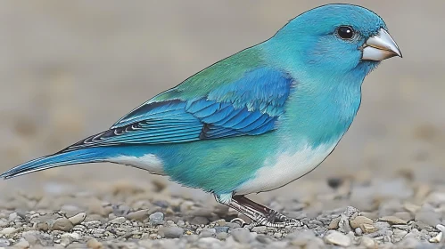 Blue Bird with Vivid Plumage