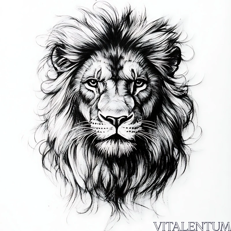 AI ART Monochrome Lion Portrait