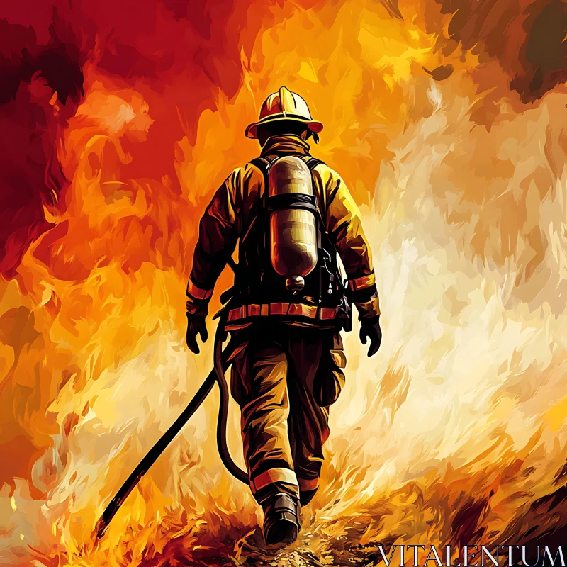 Courageous Firefighter in Action AI Image