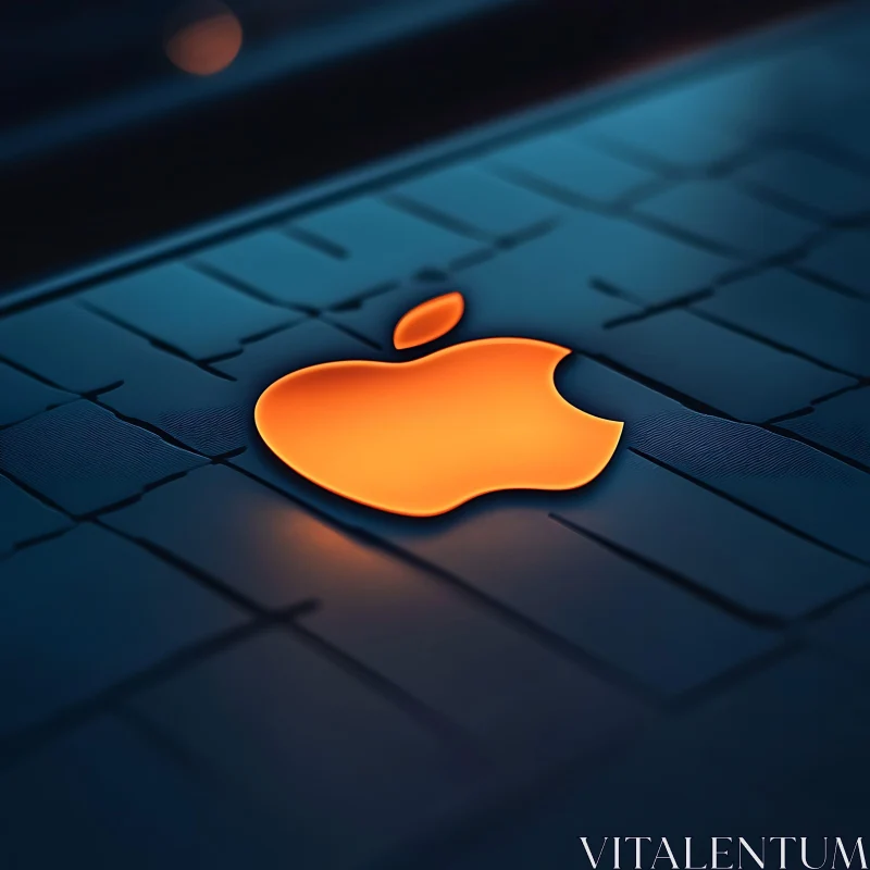 Illuminated Apple Logo Design on Keyboard AI Image