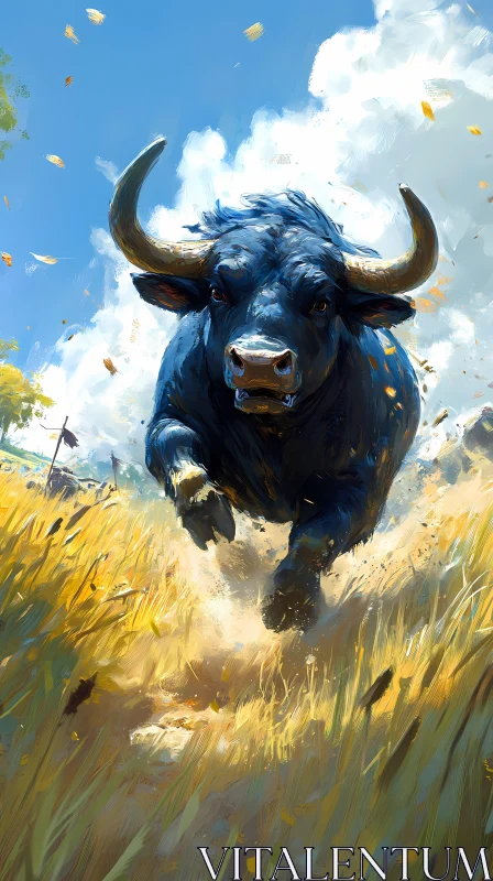 Majestic Bull in Motion AI Image