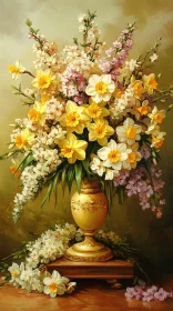 Elegant Floral Bouquet in Ornate Vase