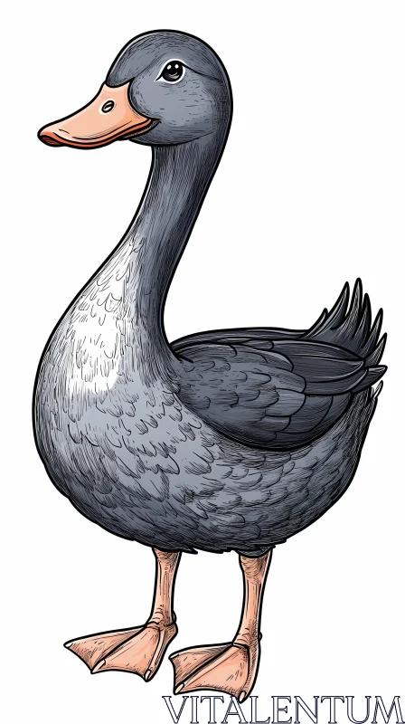 Illustrated Duck with Detailed Feathers AI Image