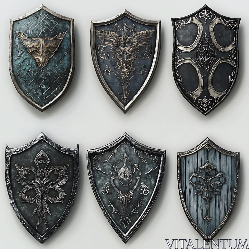 AI ART Collection of Decorative Medieval Shields