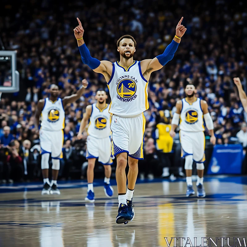 Basketball Player's Exultant Celebration on Court AI Image