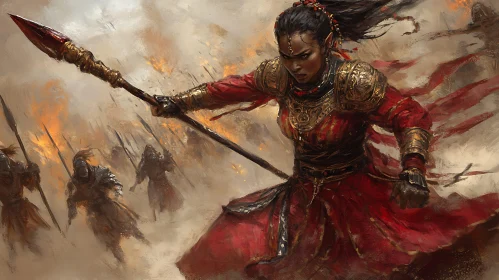 Female Warrior with Spear in War