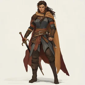Female Elf Warrior with Sword Portrait