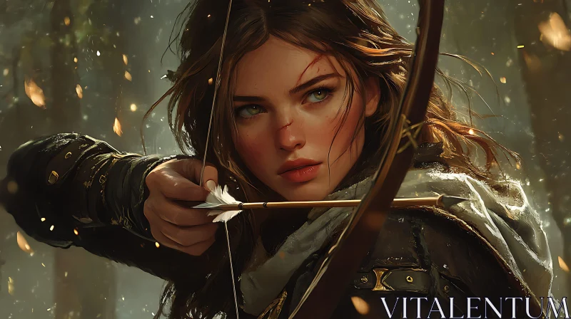 Female Archer with Bow and Arrow AI Image