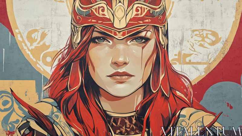 AI ART Red-Haired Woman with Helmet