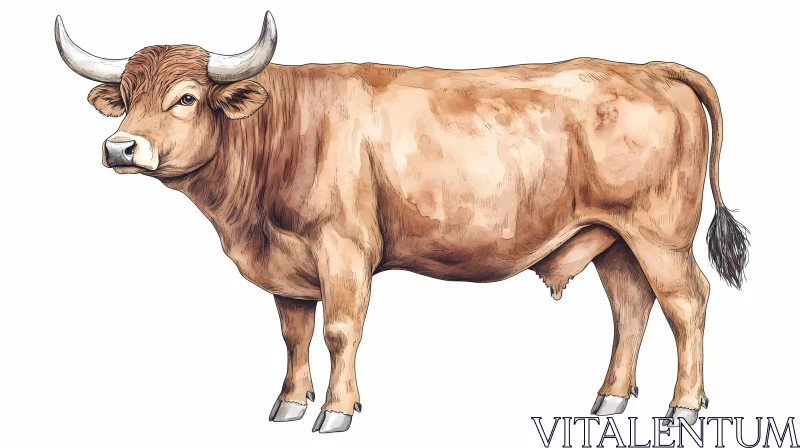 Detailed Cow Illustration AI Image