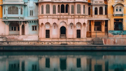 Architectural Facades Reflected in Calm Waters