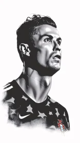 Illustration of Cristiano Ronaldo in Monochrome