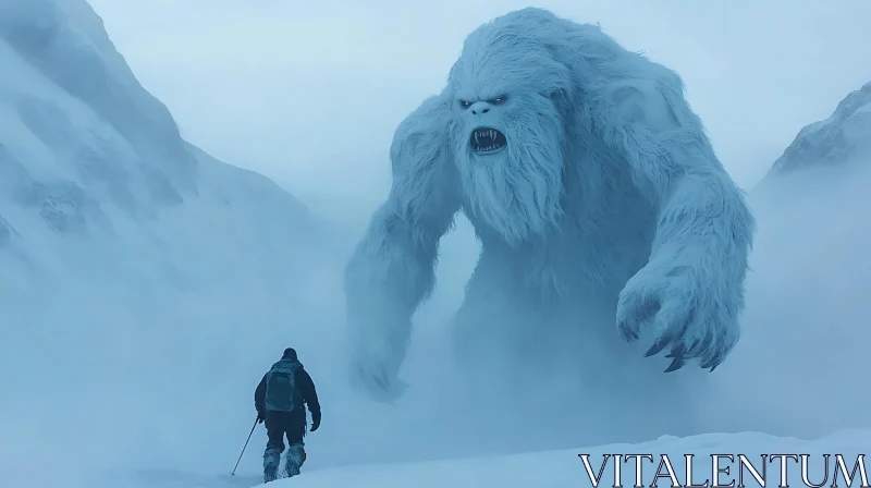 AI ART Yeti Encounter in the Mist