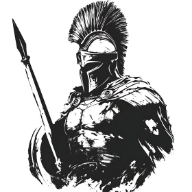 Monochrome Spartan Warrior Illustration