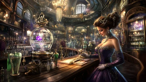 Vintage Woman with Crystal Ball