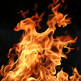 Intense Firelight Display at Night
