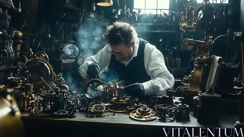 AI ART Intricate Clockwork Repair Scene