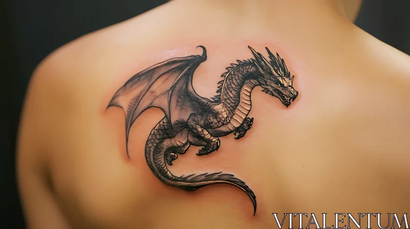 AI ART Grayscale Dragon Tattoo Design