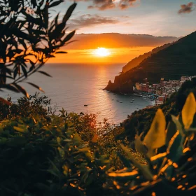 Sunset Over Cinque Terre Coastline