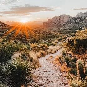 Golden Desert Landscape at Sunset