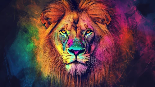 Rainbow Lion Art
